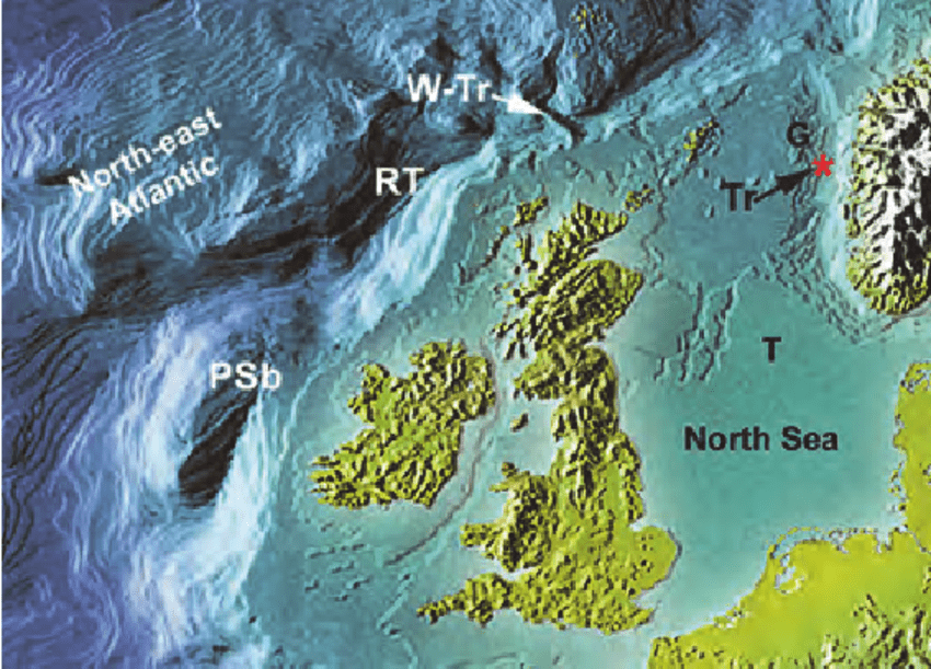 Bathymetric sonar scan showing a submerged Mesolithic river valley from the Doggerland Discovery 2026 research.