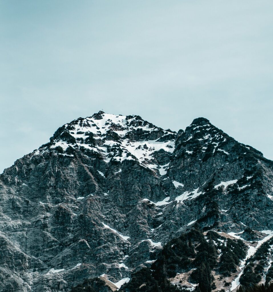 Slab avalanche fracture line on mountain slope